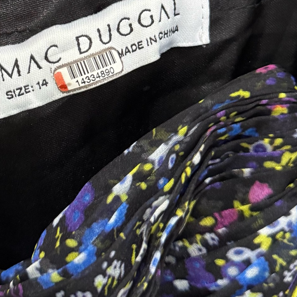 Ieena for Mac Duggal One Shoulder Floral Gown Maxi Dress Purple Chiffon Size 14 - Picture 3 of 5